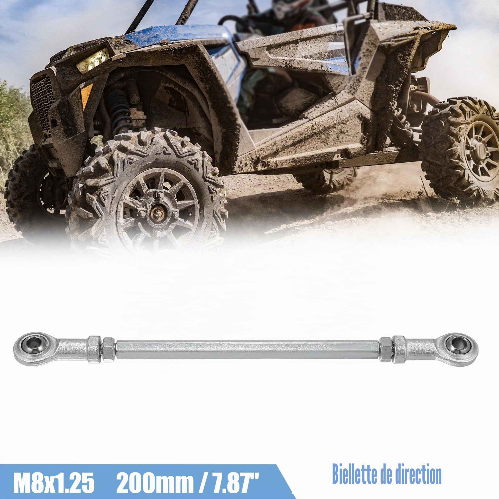 Motoforti 2pcs M8 200mm Direction Attache Tige pour 49cc Électrique ATV Go Kart