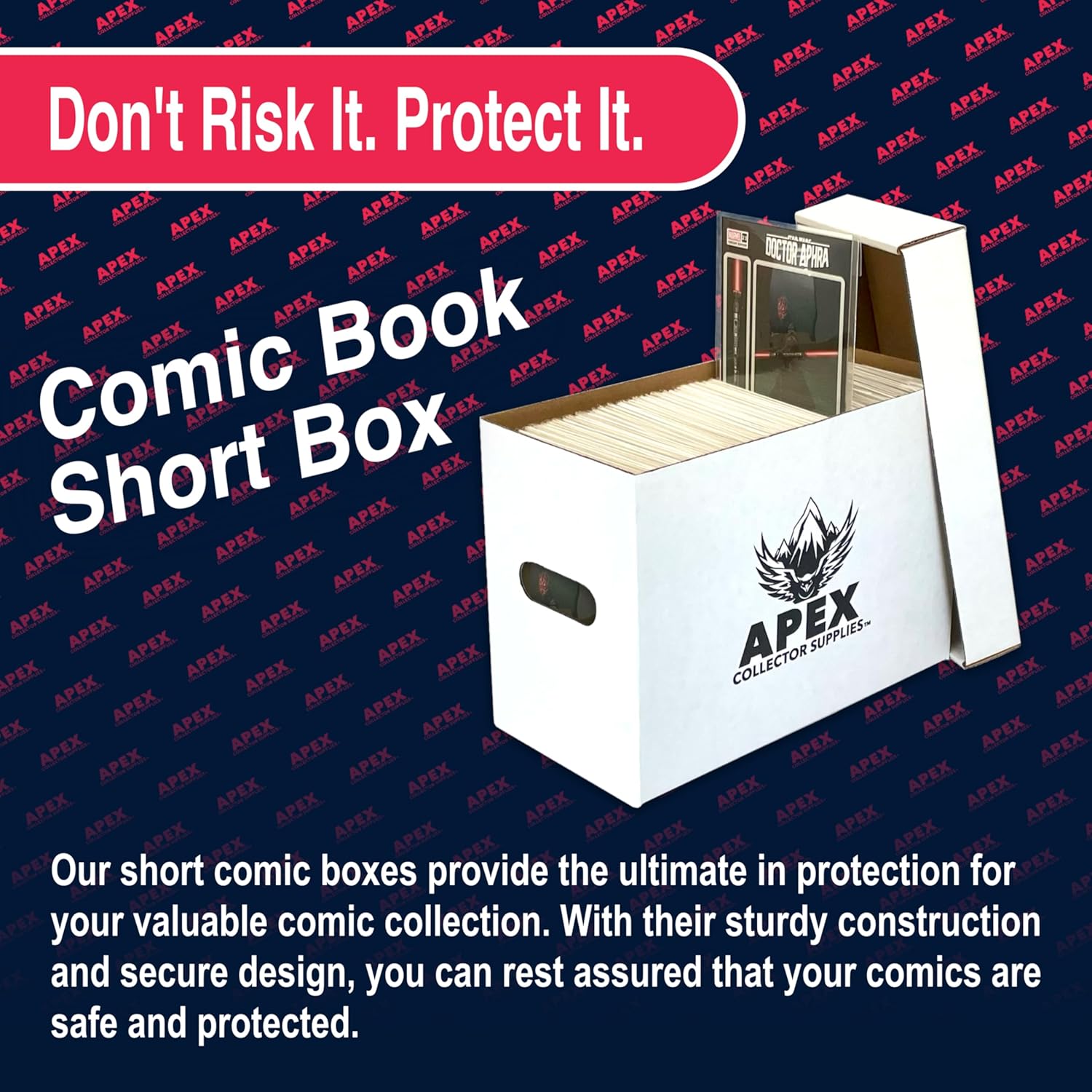 Heavy Duty Short Comic Book Box - Premium White Corrugated Storage for 150-175 Current & Silver Age Comic Books, Easy Assembly, Stackable with Reinforced Handles (20)