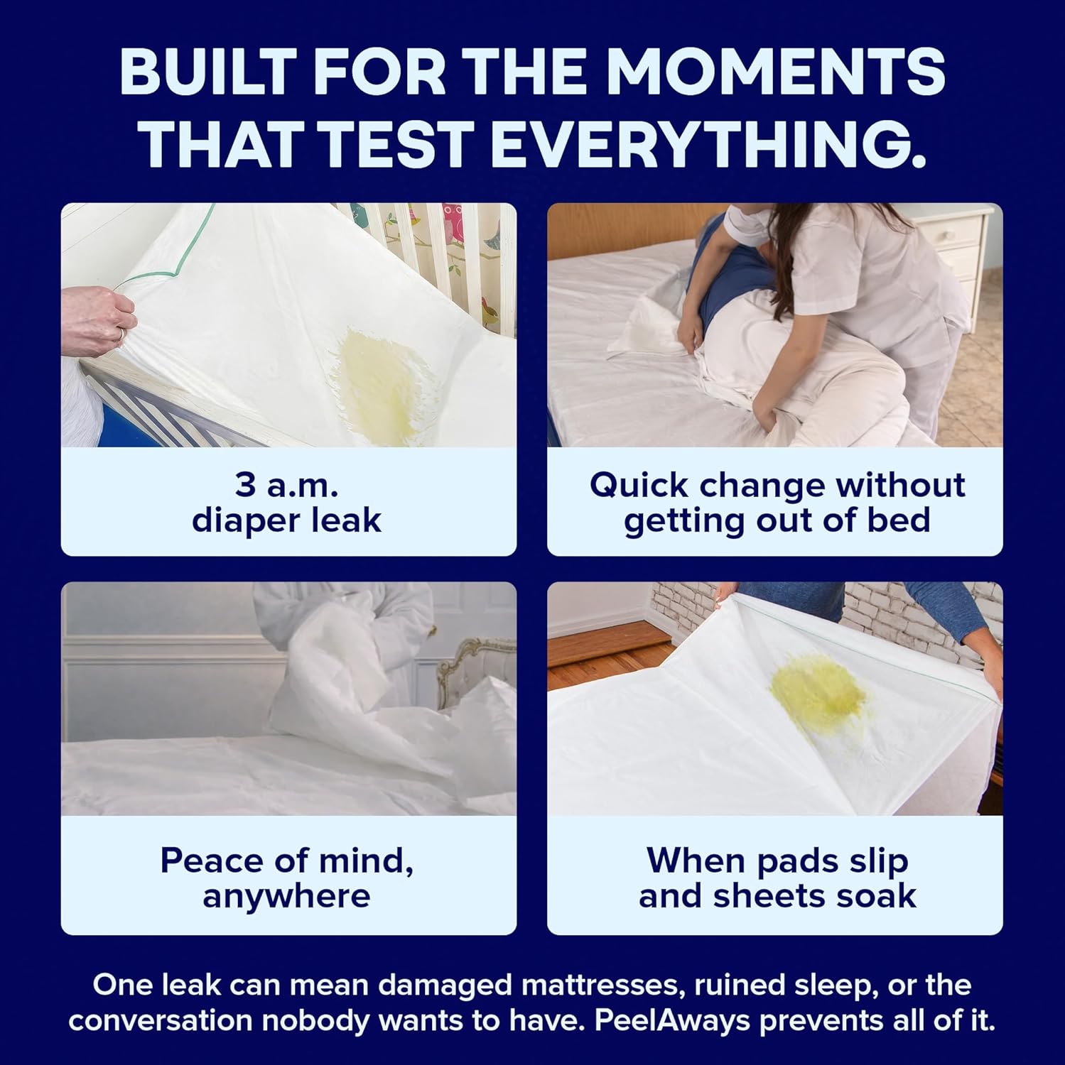 Peelaways Waterproof Disposable Bed Sheets – As Seen On Shark Tank | 5-Layer Absorbent Wellness Sheets for Elderly, Homecare, Hospital Use and Travel