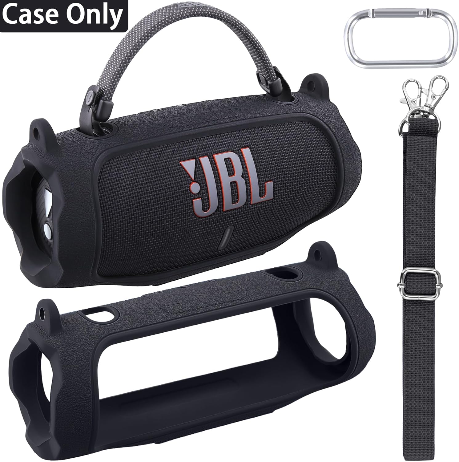 Aenllosi for JBL Charge 6 Wireless Bluetooth Speaker Silicone Cover Case with Adjustable Shoulder Strap,Black (Case Only) - Image 7