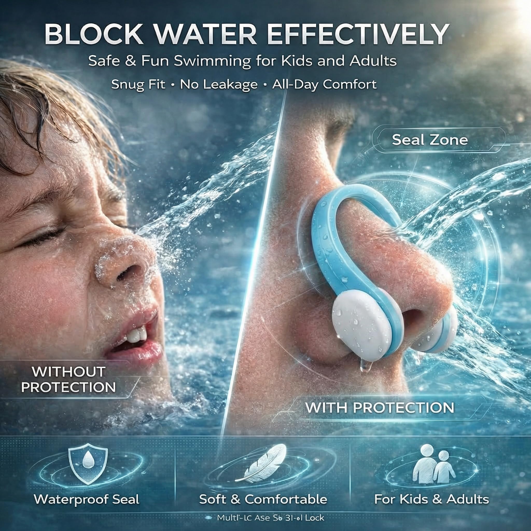 Pinzas para la nariz para nadar con tapones para los oídos, 9 unidades, clip nasal de silicona, tapones para los oídos flotantes, para niños y adultos, pinza nasal impermeable para natación