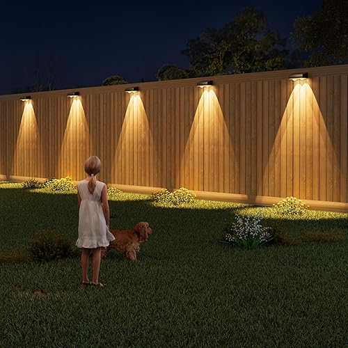 Miniatura 7 de VOLISUN Paquete de 12 luces solares para valla, blanco cálido, blanco frío y luces solares LED de color RGB, IP65, impermeables, para exteriores,