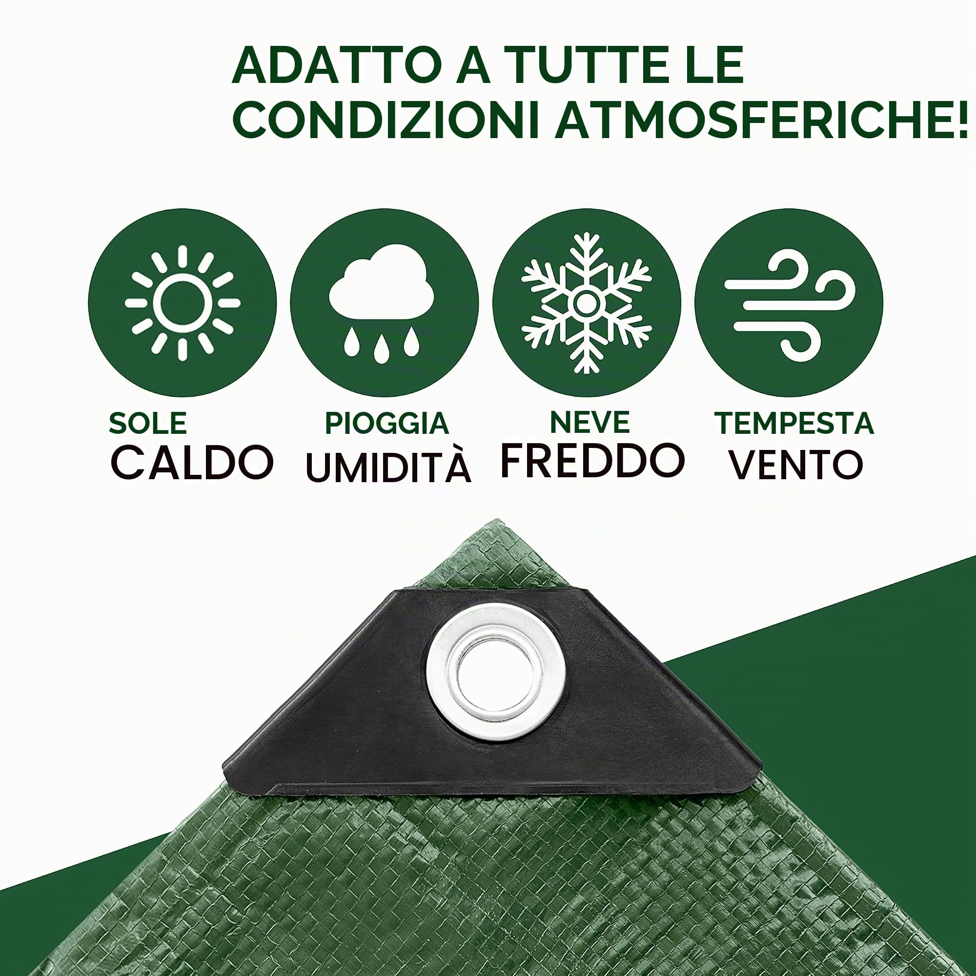 TeloImpermeabile Esterno, Telone Occhiellato per Mobili, Legna, Campeggio, Bici, Telo Coprimoto in PVC Multifunzione, per Pioggia, Sole, da Viaggio (4x6 m)