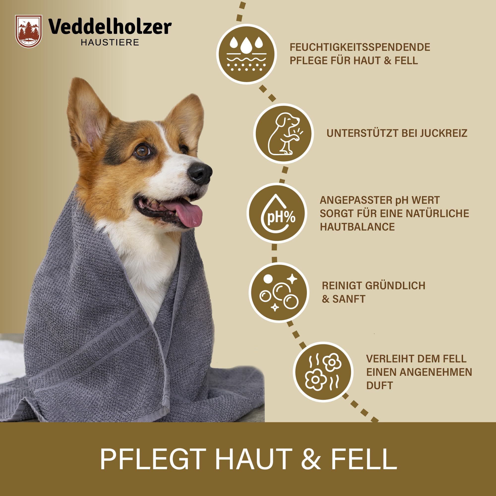 Veddelholzer 500 ml Naturalne szampon z oliwką nigrytą dla psów delikatna pielęgnacja skóry i sierści, łagodzi swędzenie przeciwko pchom, kleszczom i roztoczom, natłuszczający i nawilżający dla