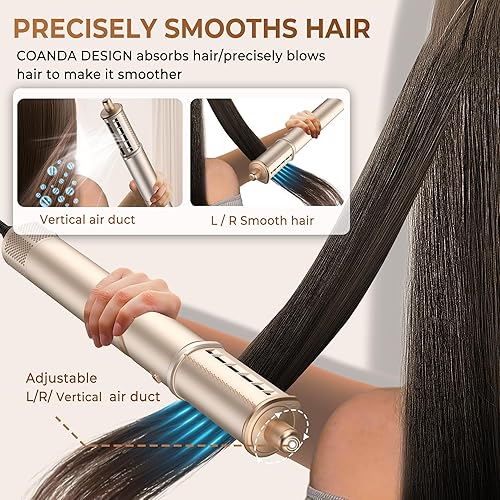 Miniatura 5 de Cepillo secador de pelo 8 en 1 y estilizador de aire caliente múltiple, juego de herramientas de cepillo secador de 110,000 rpm, con difusor y