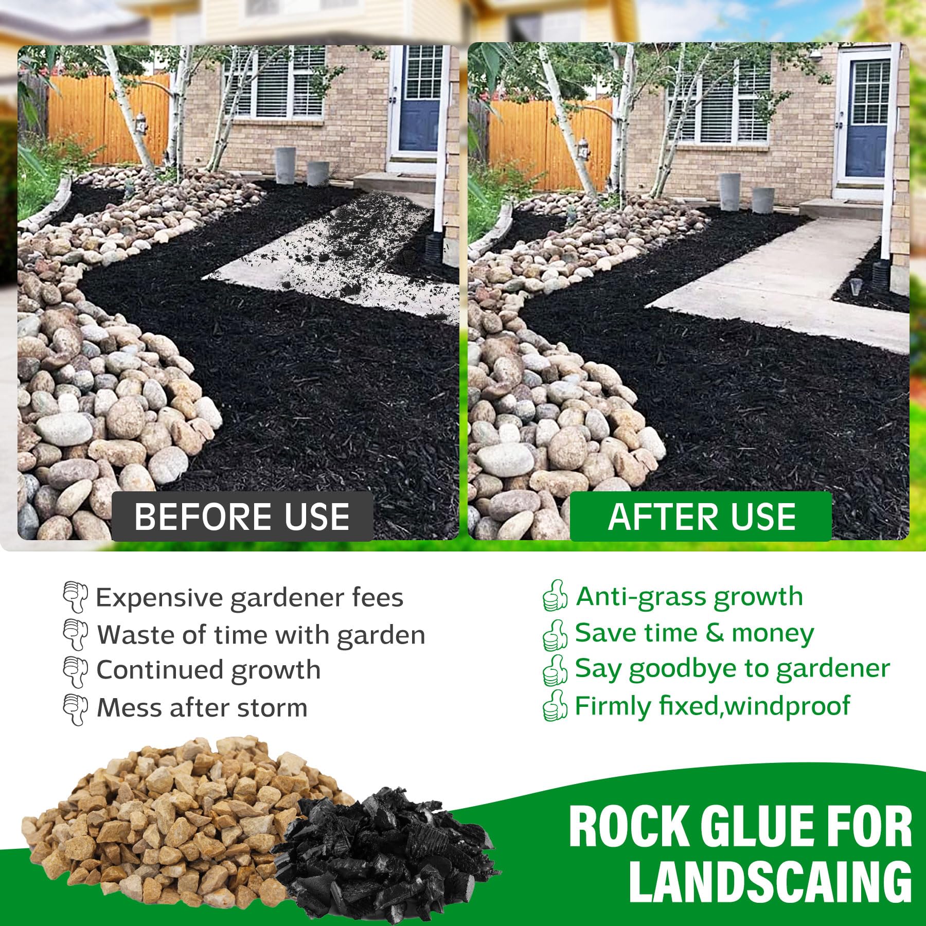Legante per Ghiaia da Esterno - Colla Forte e Concentrato per Ghiaia, Colla per Sassi per Pietre, Ghiaia, Sassi per Giardino, Stabilizzatore Ghiaia per Viali, Driveway, Giardini, Cortili (4 Liter)