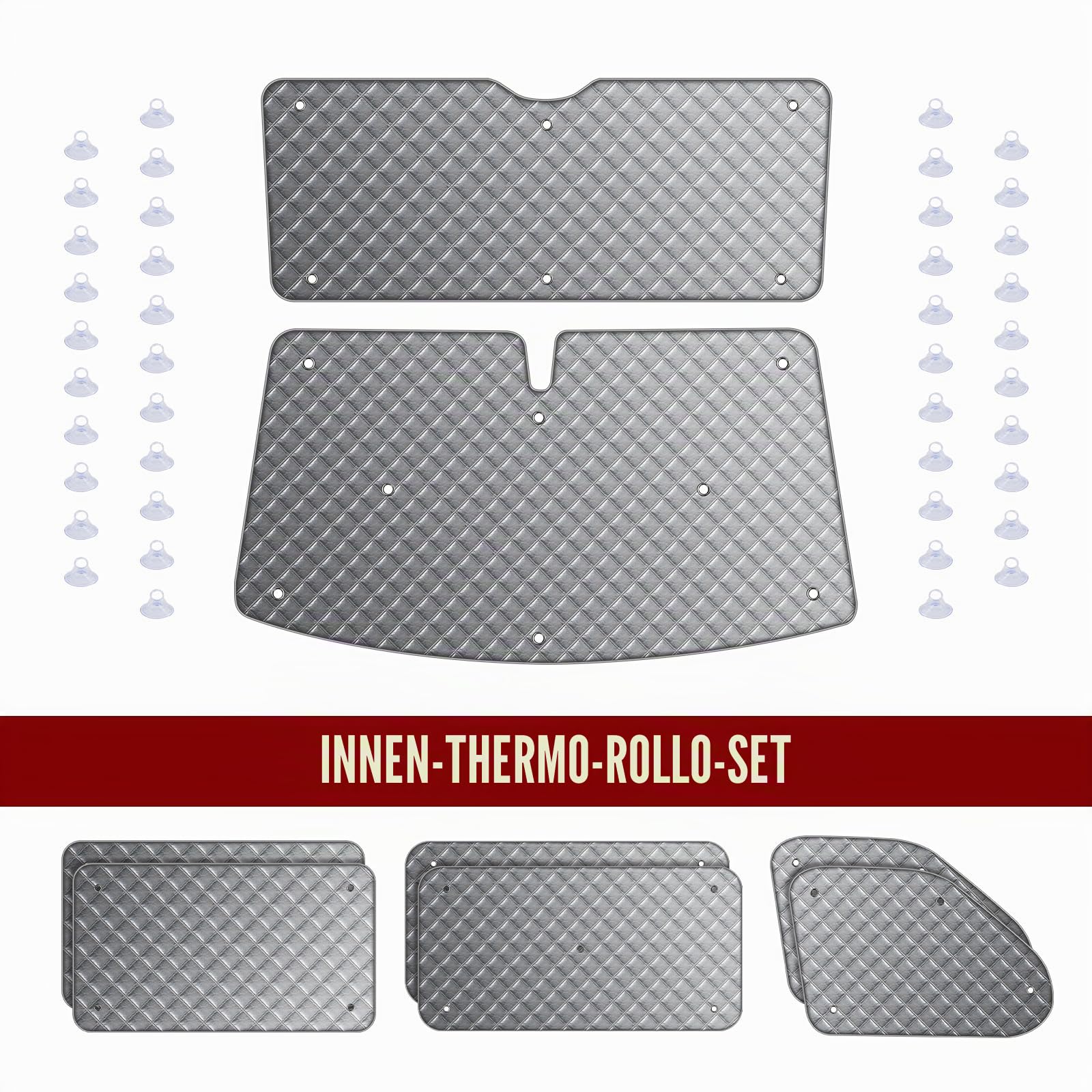 MaxAwe 8-teiliges internes Thermo-Jalousien-Set – Passend für VW T5/T6 SWB, luxuriöse Sonnenschutz-Verpackung und Winter-Isolierungsabdeckung für VW Campervans & Wohnmobile