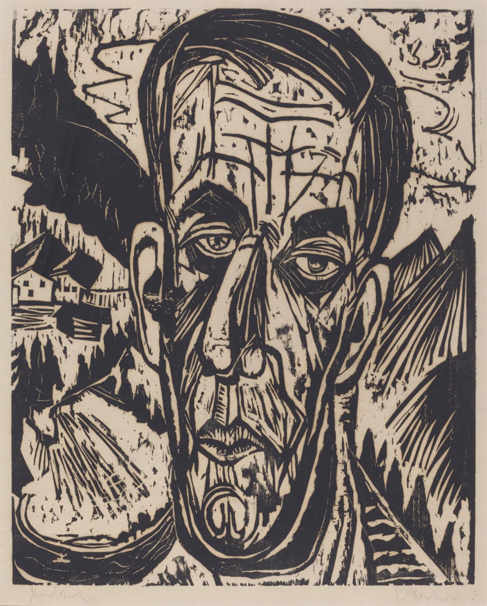 ARTXLXXBN Famous Painting Canvas Artwork Graffiti Print Head of van de velde bright by Ernst Ludwig Kirchner Portrait Canvas Image for Home Decor 60x90cm