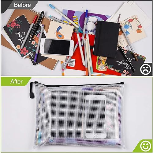 Miniatura 5 de Tamaño A5/B5, bolsas de malla de plástico con cremallera, carpetas de archivos de documentos resistentes al desgarro, bolsa organizadora de