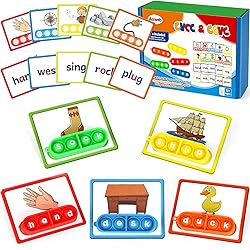 Aizweb CVCC & CCVC Word Game,Phonics Games Flash Cards for Preschool Kindergarten Classroom Supplies,Special Education Reading Manipulative Montessori Spelling Toy for Learning Activity Teacher School