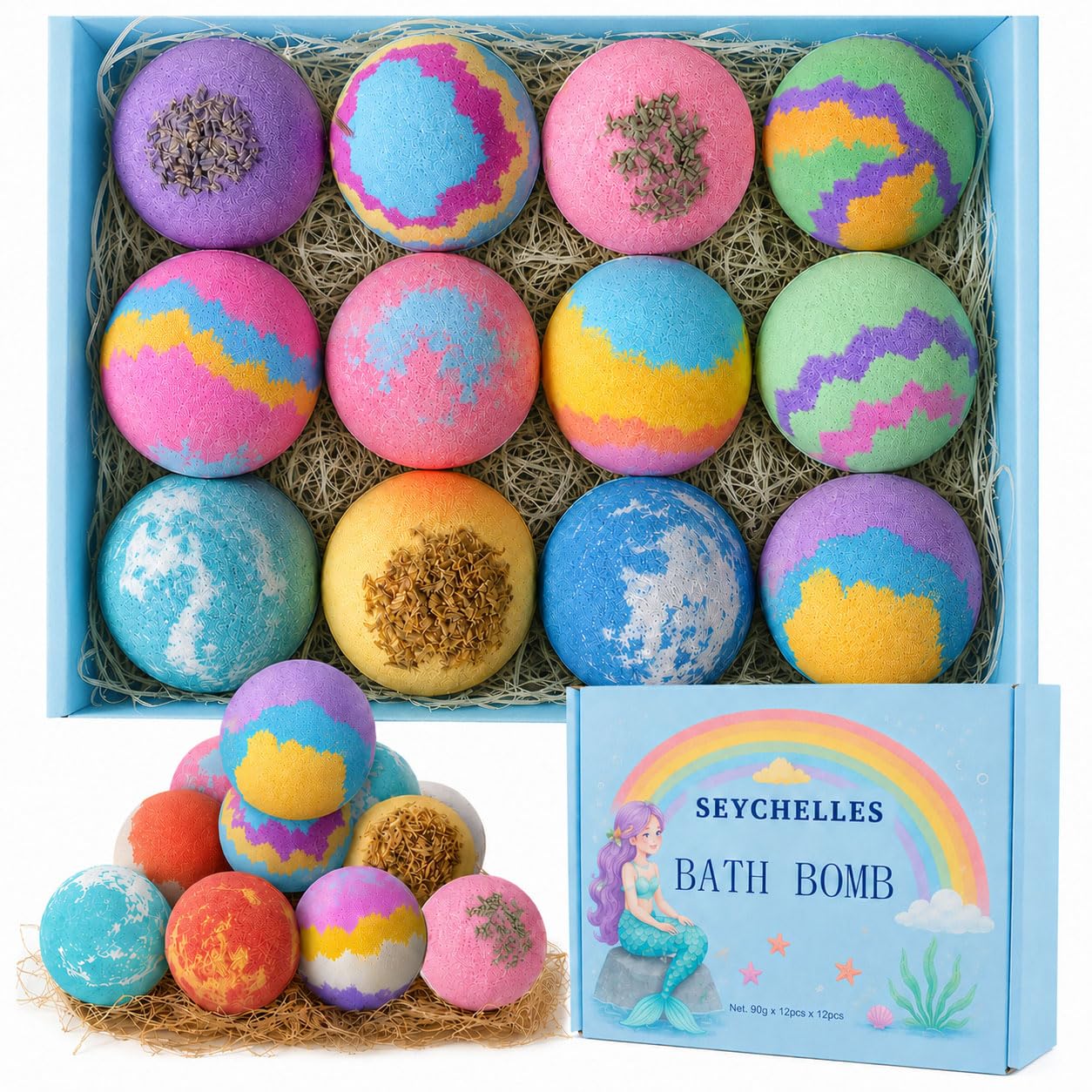 Seychelles Incense Kids Bath Bomb Spa Set, Lavender Scent, Coconut Based, Multicolor, Solid Form, Paraben Free, 6 Count-image-8