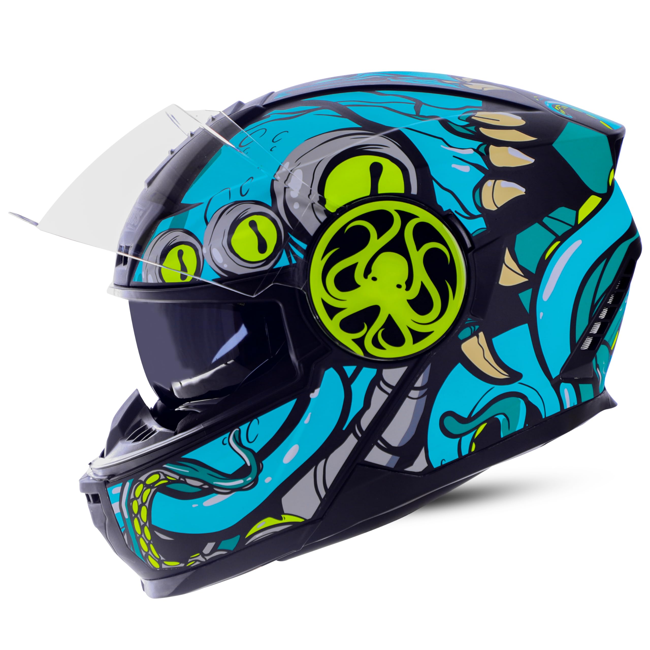 Steelbird SBH-40 Octopus ISI Certified Full Face Graphic Helmet for Men and Women with Inner Smoke Sun Shield