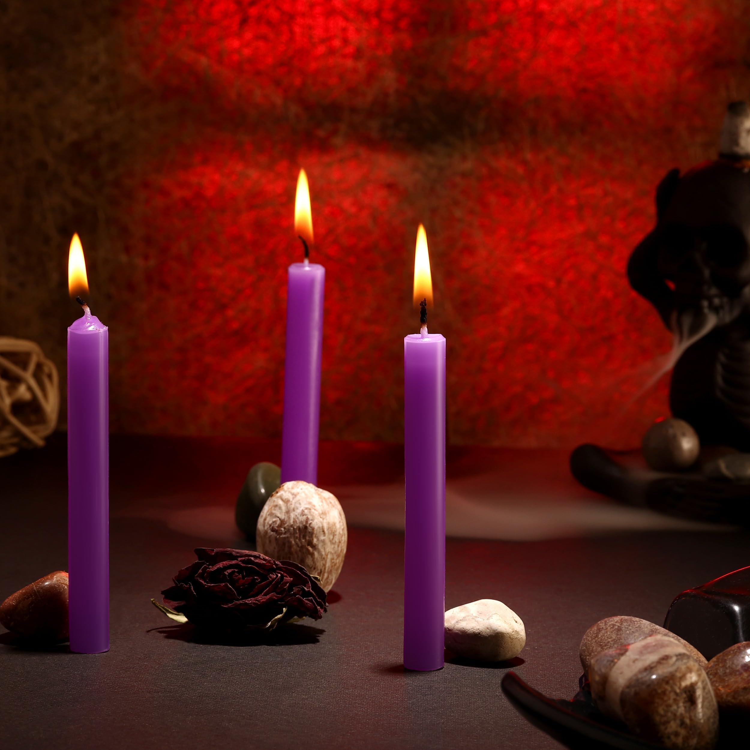 by Parkash Candles Chime Candles Set of 20 | Ritual Spell Candle | Unscented (Purple), Wax