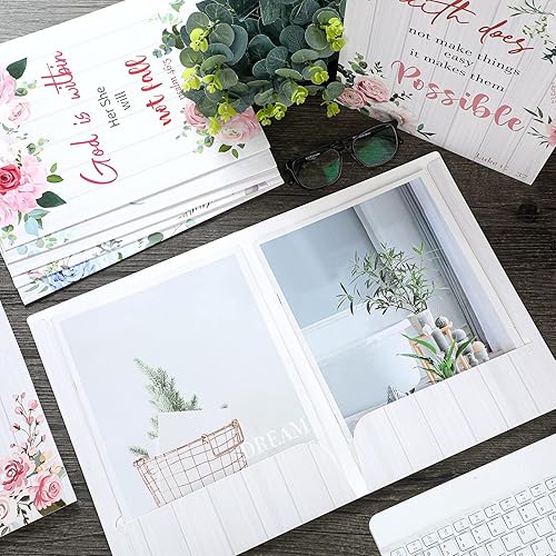 Miniatura 4 de Paquete de 24 carpetas decorativas de versículos bíblicos con 2 bolsillos, carpetas tamaño carta con bolsillos para regalos escolares y de oficina