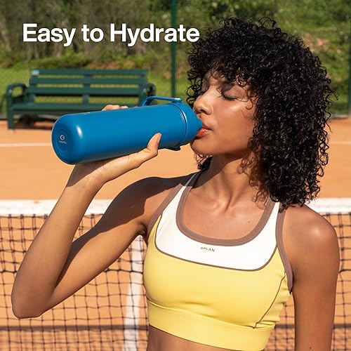 Miniatura 119 de ENCOOL Botella de agua aislada con popote, de acero inoxidable, a prueba de fugas, sin BPA, al vacío de doble pared que se mantiene fría durante 24