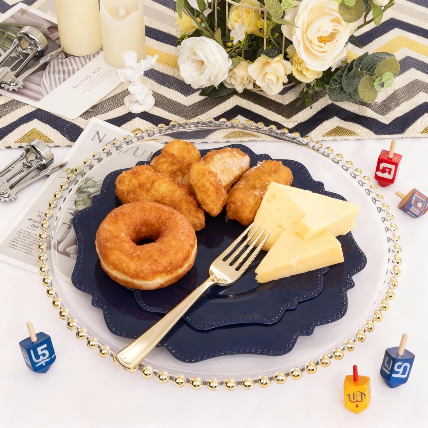 COLOSUS Navy Blue Disposable Plastic Party Plates Set Include 60pcs (30 guest) Dinner plate and Dessert Plate Heavy weight Party Dinnerware Plates - Image 3