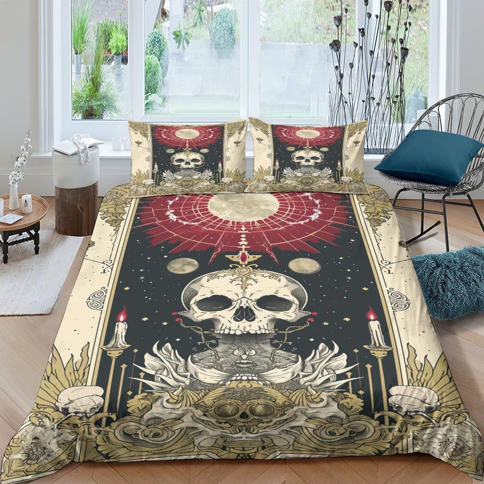 NRAOPEVVD Sun Moon Duvet Cover Set 3 PCS Hotel Quality Quilt Cover Bedding Sets Bed Covers with Pillowcases with Zipper Closure Ultra Soft Anti Allergic Microfiber King（220x240cm）
