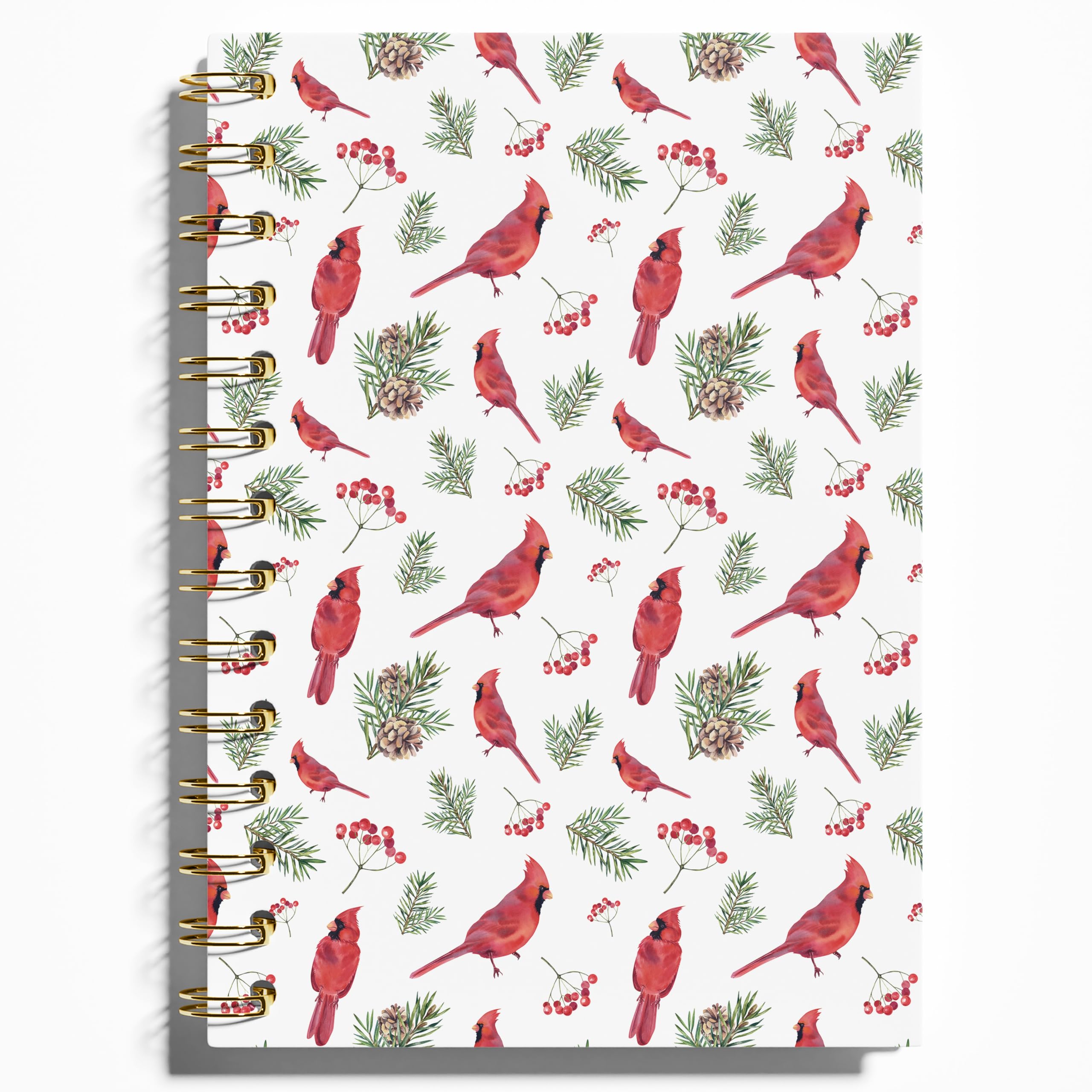 Carnet à spirale cardinal rouge et journal d'oiseaux d'hiver pour écriture