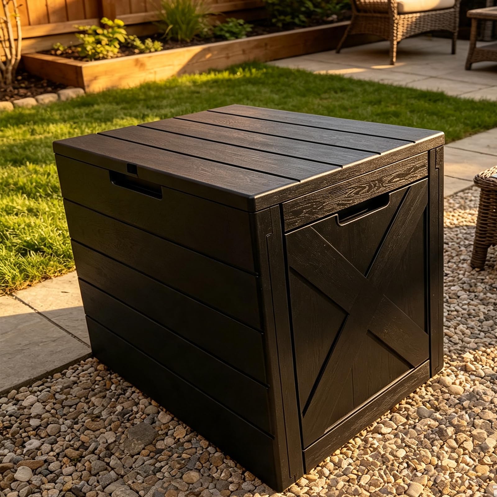 Boîte de rangement de jardin étanche - 110 l - Anthracite - 56 x 43 x 53 cm