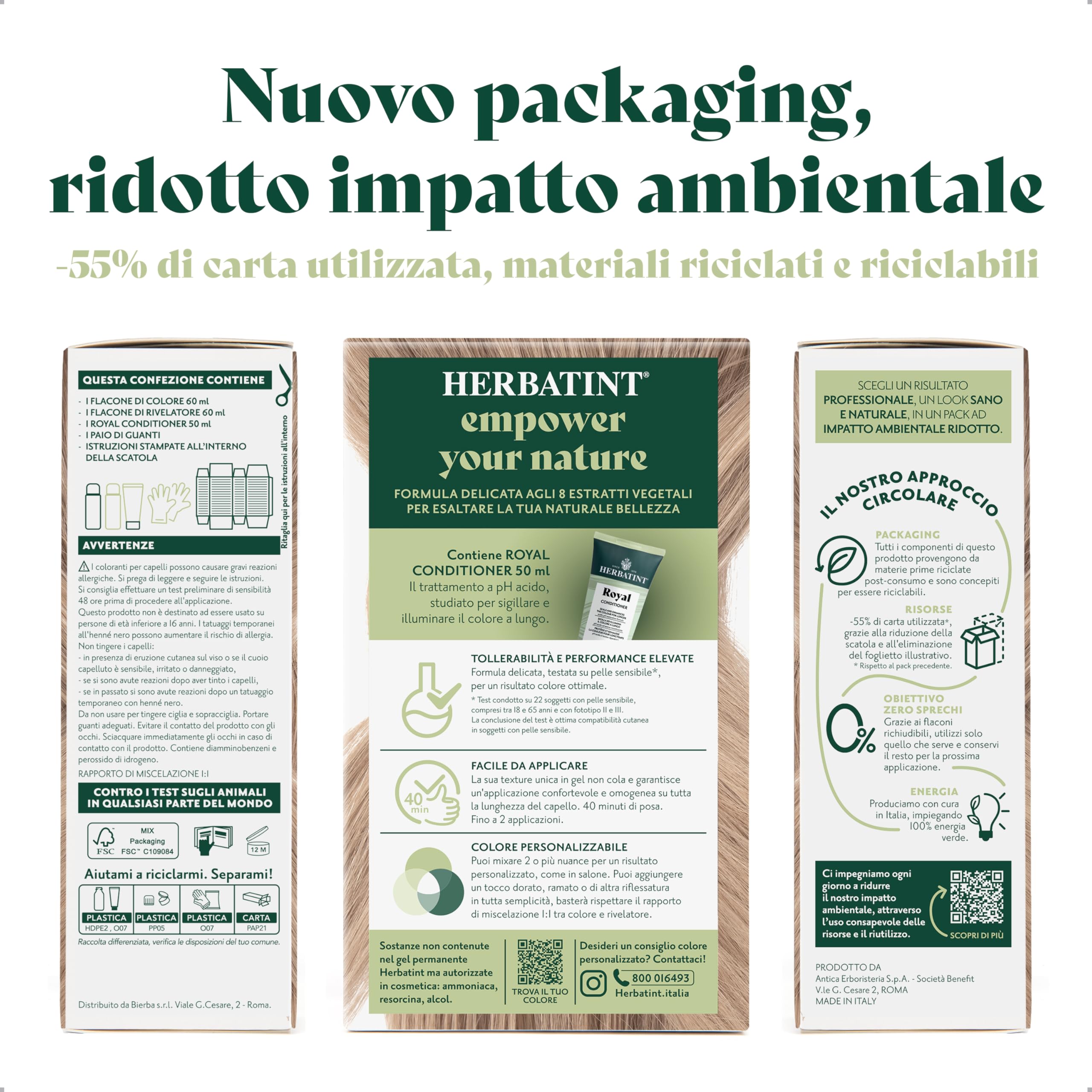 Herbatint Trwały żel do farbowania włosów 8N jasny blond - 170 ml | bez amoniaku, 100% białe włosy | dla wrażliwej skóry, z 8 naturalnymi ekstraktami organicznymi