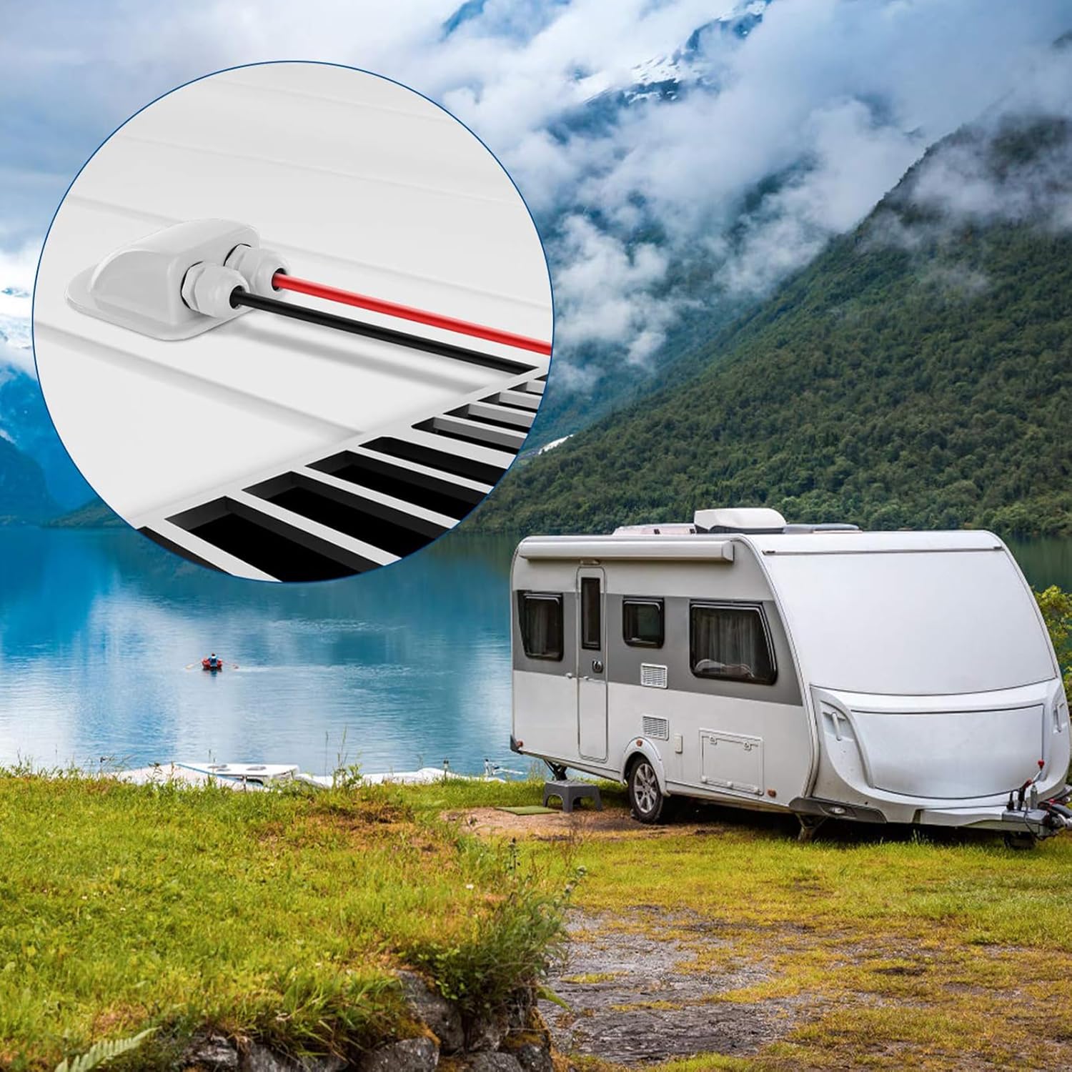 10 Packs White Solar Cable Entry Gland Box，IP68 Waterproof RV Roof Weather Resistant Dual Cable Entry Housing RV, Caravan, Marine, Boat, Cabin
