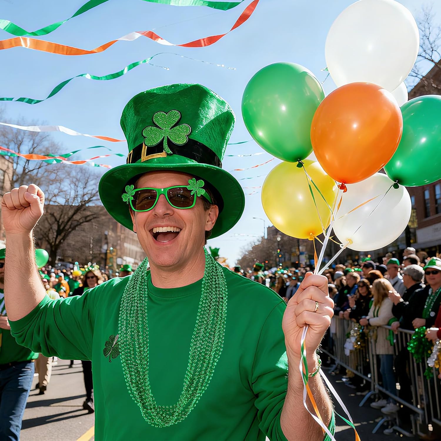 220 PCS Green St. Patricks Day Beads Necklace, 33" Mardi Gras Christmas Beads, Bulk Metallic Party Beads for St Patricks Day Accessories Mardi Gras Parade Wedding Birthday Carnival Favors - Image 6