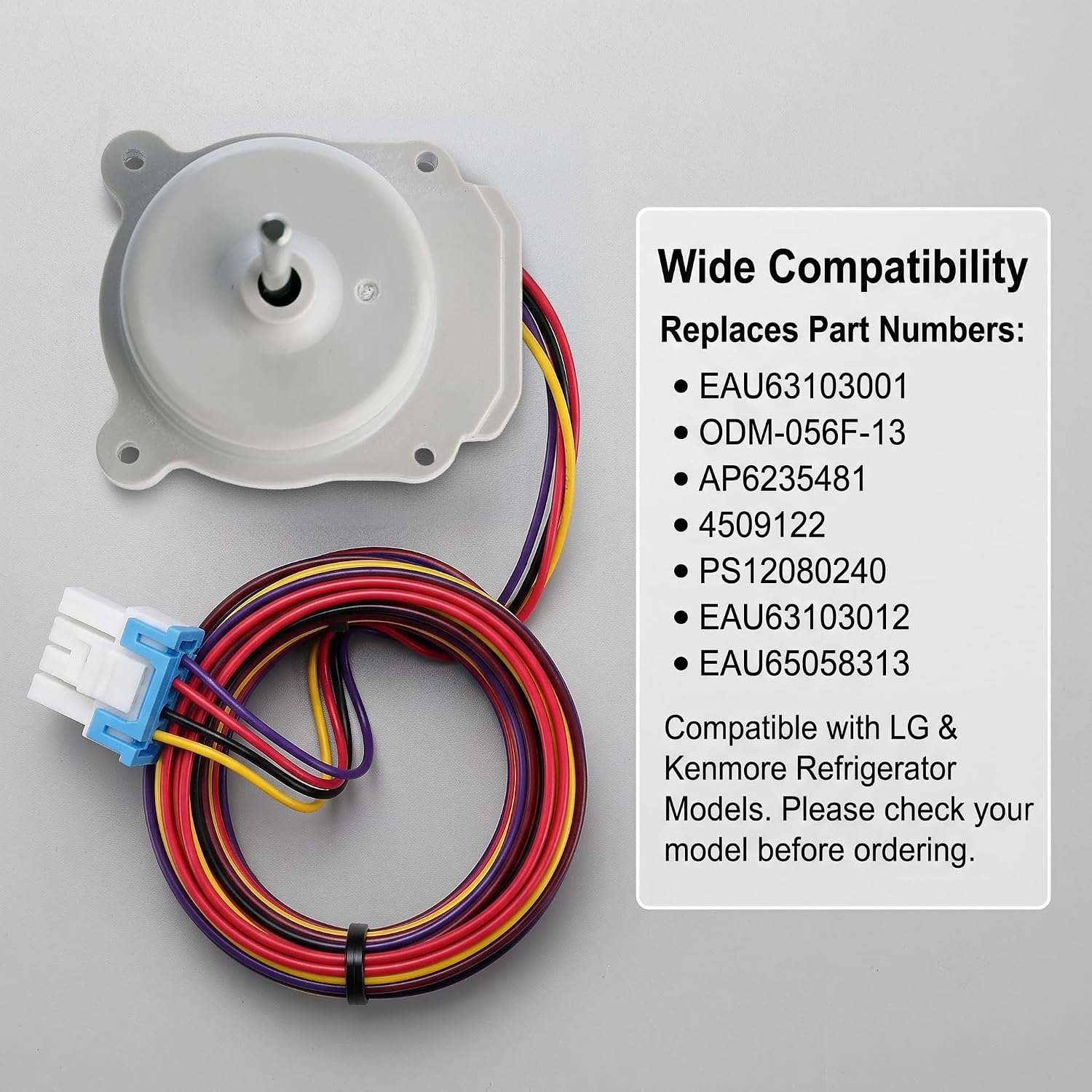 EAU65058313 Refrigerator Evaporator Fan Motor Compatible with LG and Kenmore Refrigerators, Freezer Fan Replace ODM-056F-13，EAU63103001，PS16662420，AP7178307，EAP16662420，DC 12V 1A