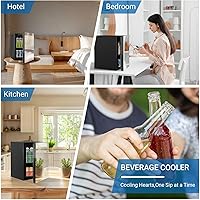 Vista 7 de Refrigerador de bebidas de 24 latas/20L y mini refrigerador para el cuidado de la piel con puerta frontal con espejo y control de temperatura