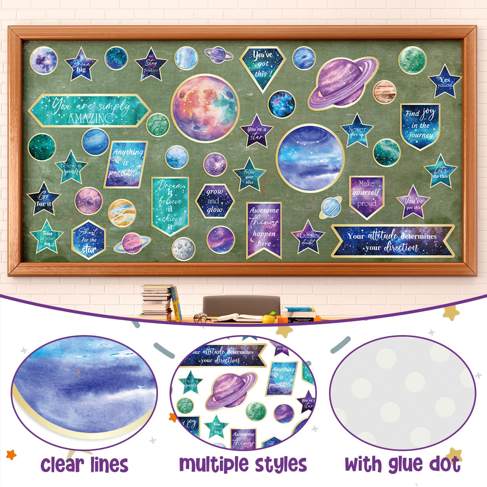Out Of This World Decorations Kosiz 97 Pcs Space Classroom Bulletin ...