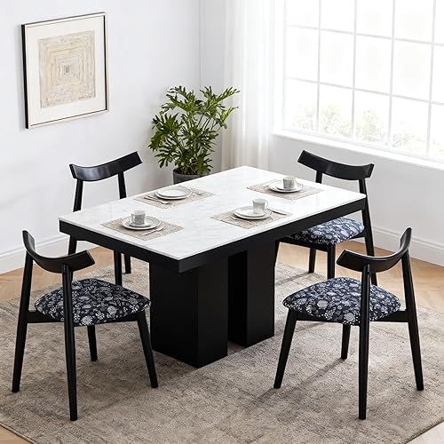 Miniatura 6 de Juego de 2 sillas de comedor modernas de mediados de siglo, elegantes sillas de comedor con respaldo curvado con asiento tapizado, marco de madera