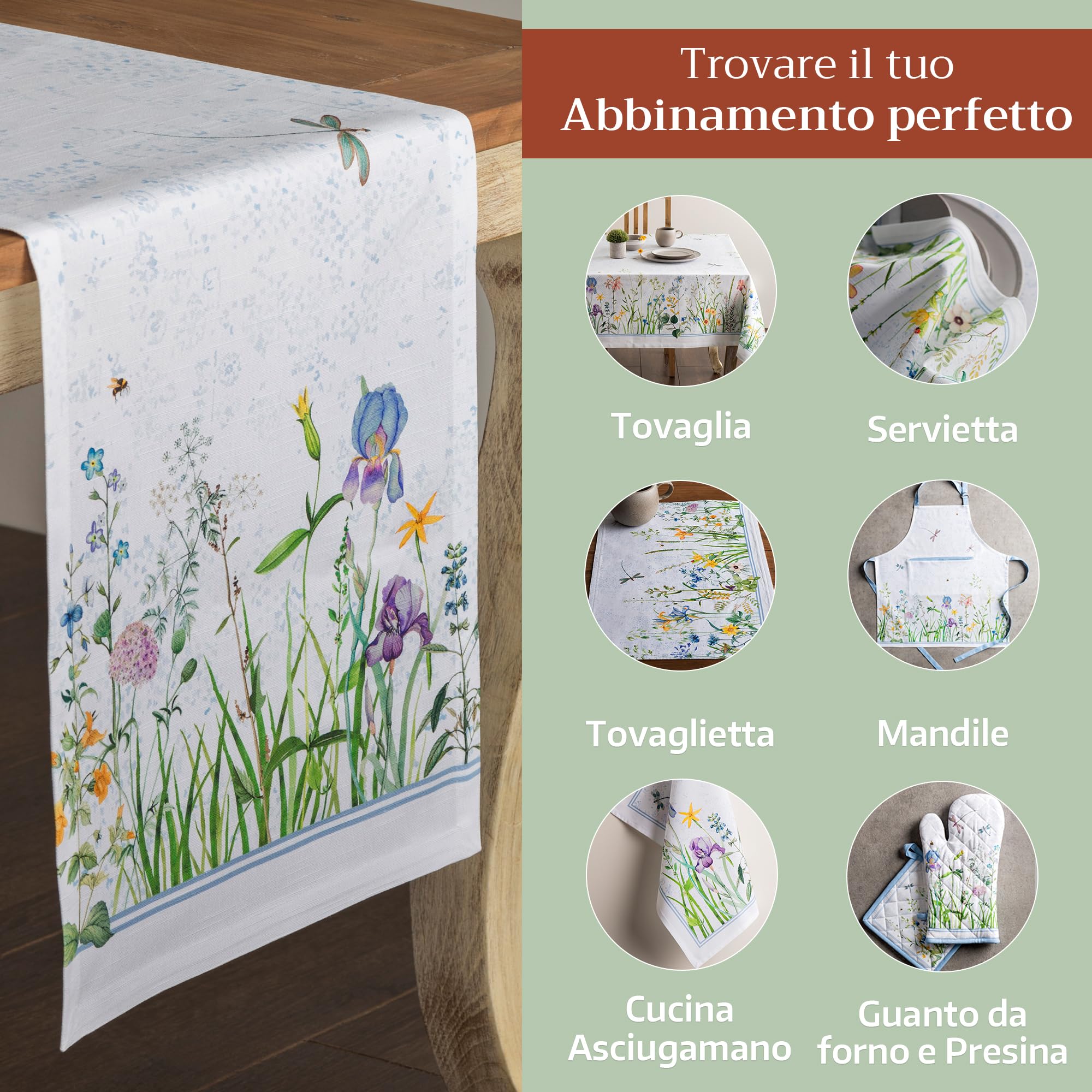 Maison d'Hermine Runner da tavolo in 100% cotone, lunghezza 150 cm, per casa, cucina, sala da pranzo, feste, matrimoni, Decorazioni pasquali (50 cm x