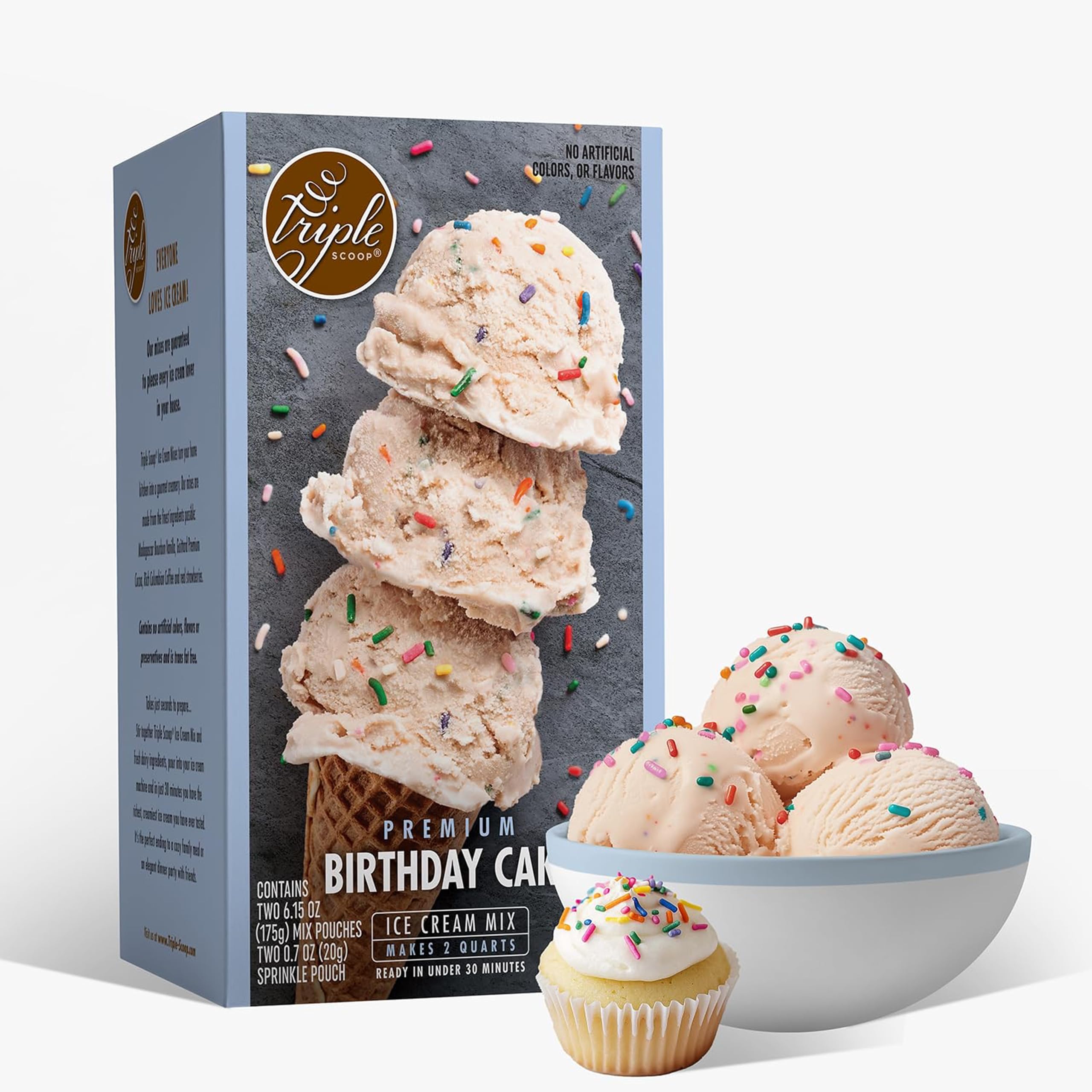 Premium Birthday Cake Ice Cream Mix For Ice Cream Maker. Simple, Easy, Delicious. From Gourmet Mix To Maker in 5 Minutes, Makes 2 Creamy Quarts, Made in USA (1 Pack, Birthday Cake)