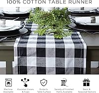 Vista 7 de DII Buffalo Check Collection, camino de mesa clásico de granja, 14 x 108 pulgadas, rosa y blanco