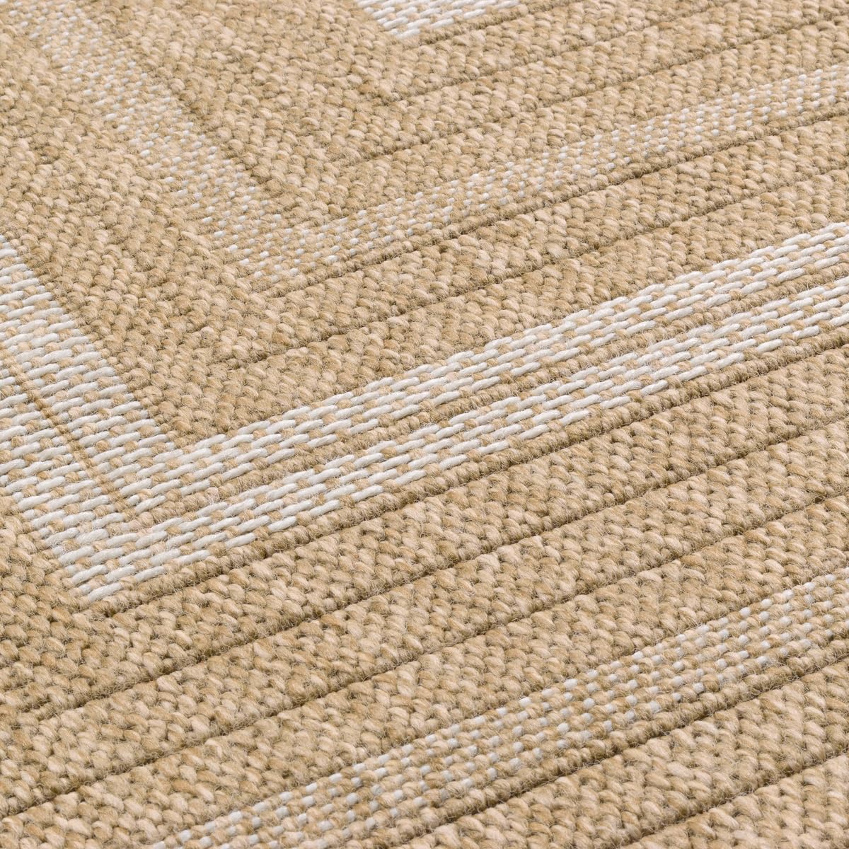 Nature 8863 - Alfombra, natural, Bohemia, con aspecto de yute, para sala de estar, dormitorio, pasillo y exterior, color natural (120 x 170 cm, blanca)
