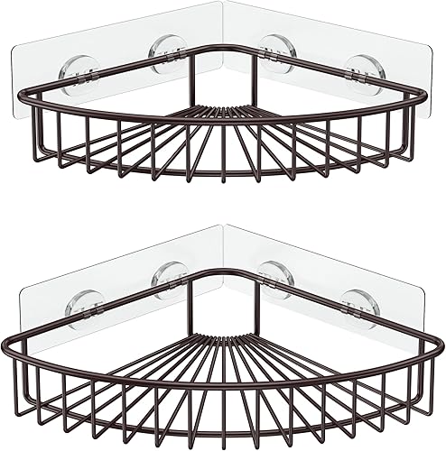 SMARTAKE Paquete de 2 cestas de ducha esquineras, acero inoxidable SUS304, estante de baño montado en la pared con adhesivo, organizador de