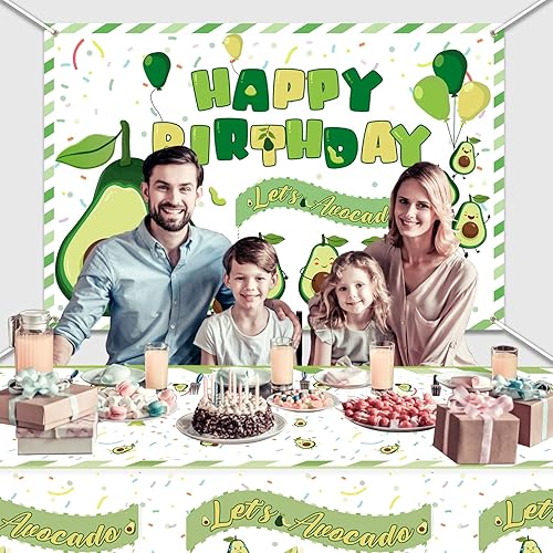 Miniatura 6 de 4 manteles de plástico con patrón de aguacate, 51.2 in x 86.6 in, mantel de plástico desechable para fiesta de cumpleaños de niños, baby shower