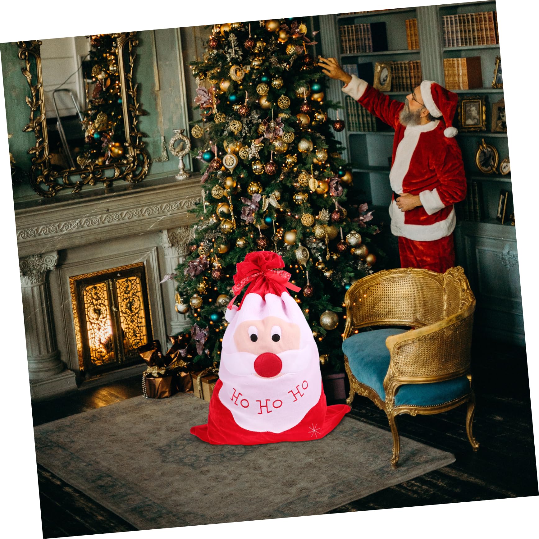 FOMIYES 5 Piezas Bolsa De Bolsa De Arpillera De Papá Noel Navidad Adornos Día Festivo Bolsas Navideñas Grandes De Tela Bolsas Navideñas Grandes Con Cordón Paño