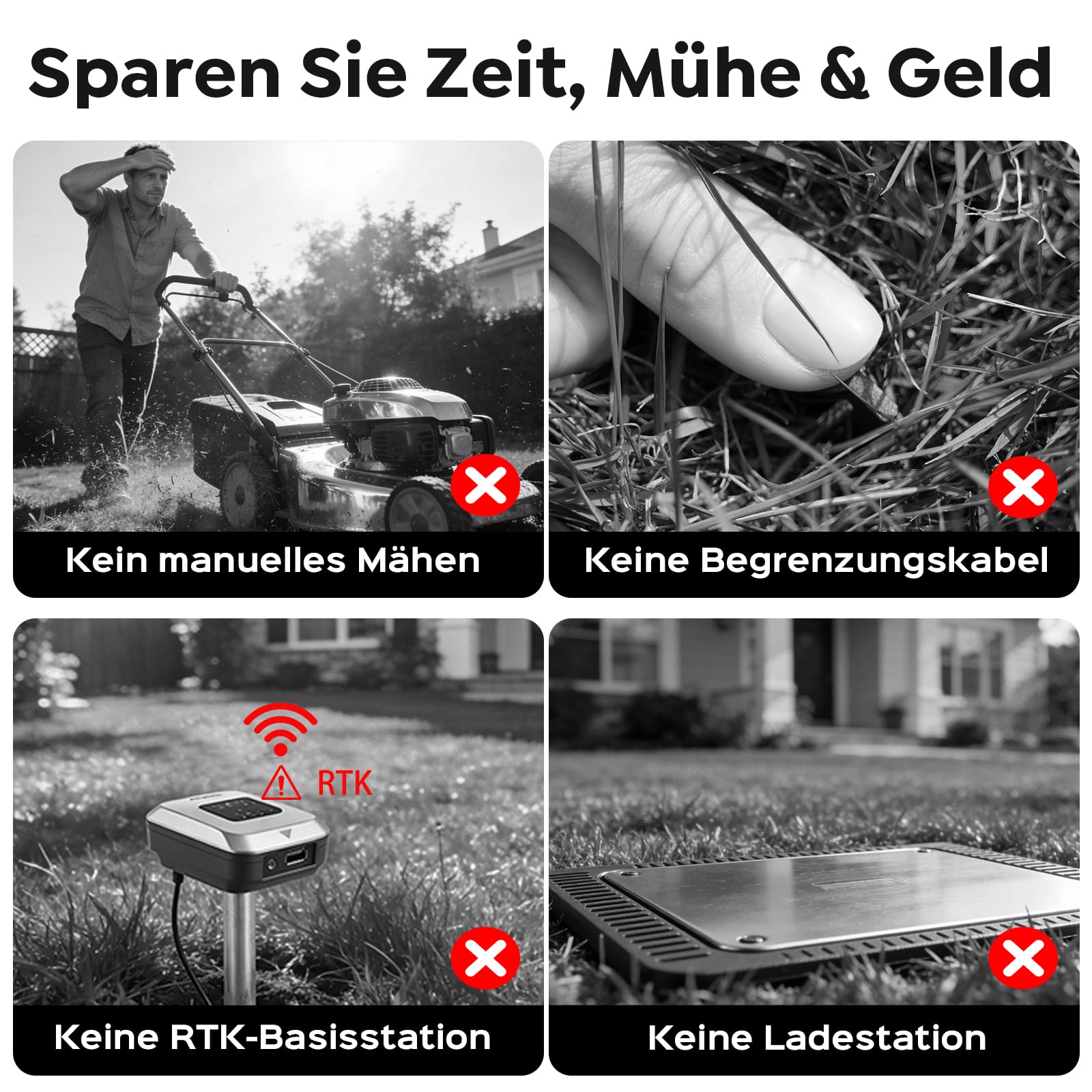YARDCARE V3 Mähroboter ohne Begrenzungskabel, mit Vision-Navigation, 150+ Hinderniserkennung und App-Steuerung, 50 dB leise, Rasenmäher Roboter für kleine bis mittlere Gärten, inklusive Magnetstreifen