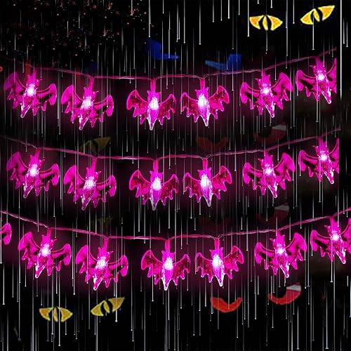 KITCHSTAR Guirnalda de luces de Halloween a pilas de 9.8 pies, 20 luces LED 3D de murciélagos de Halloween, 2 modos de luz, luces de decoración de disponible en Yaxa Peru