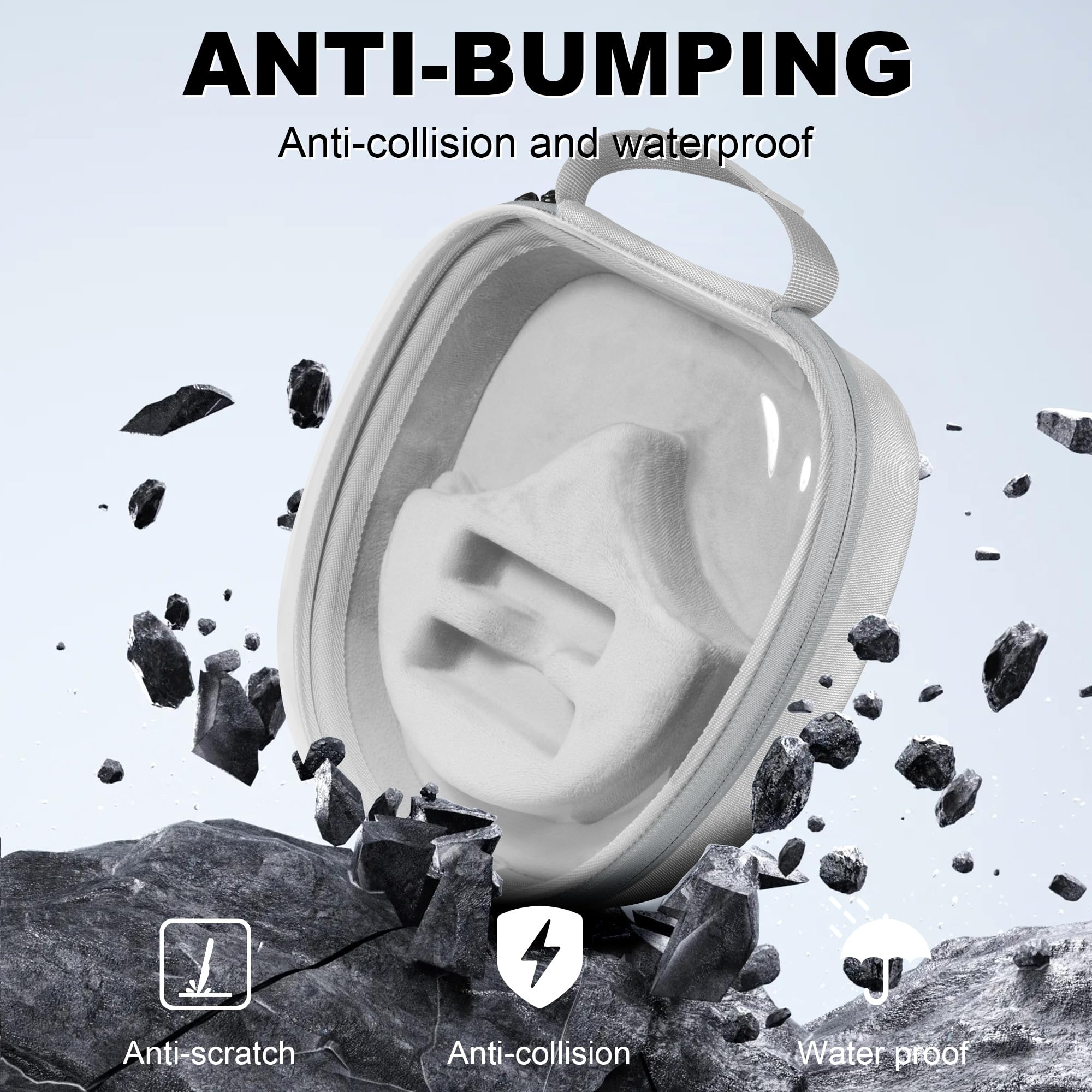 Kopfhörer-Aufbewahrungstasche, kompatibel mit Sony, Skullcandy, Plantronics, Bose, Beats, JBL, Sennheiser (grau, klein (transparent))
