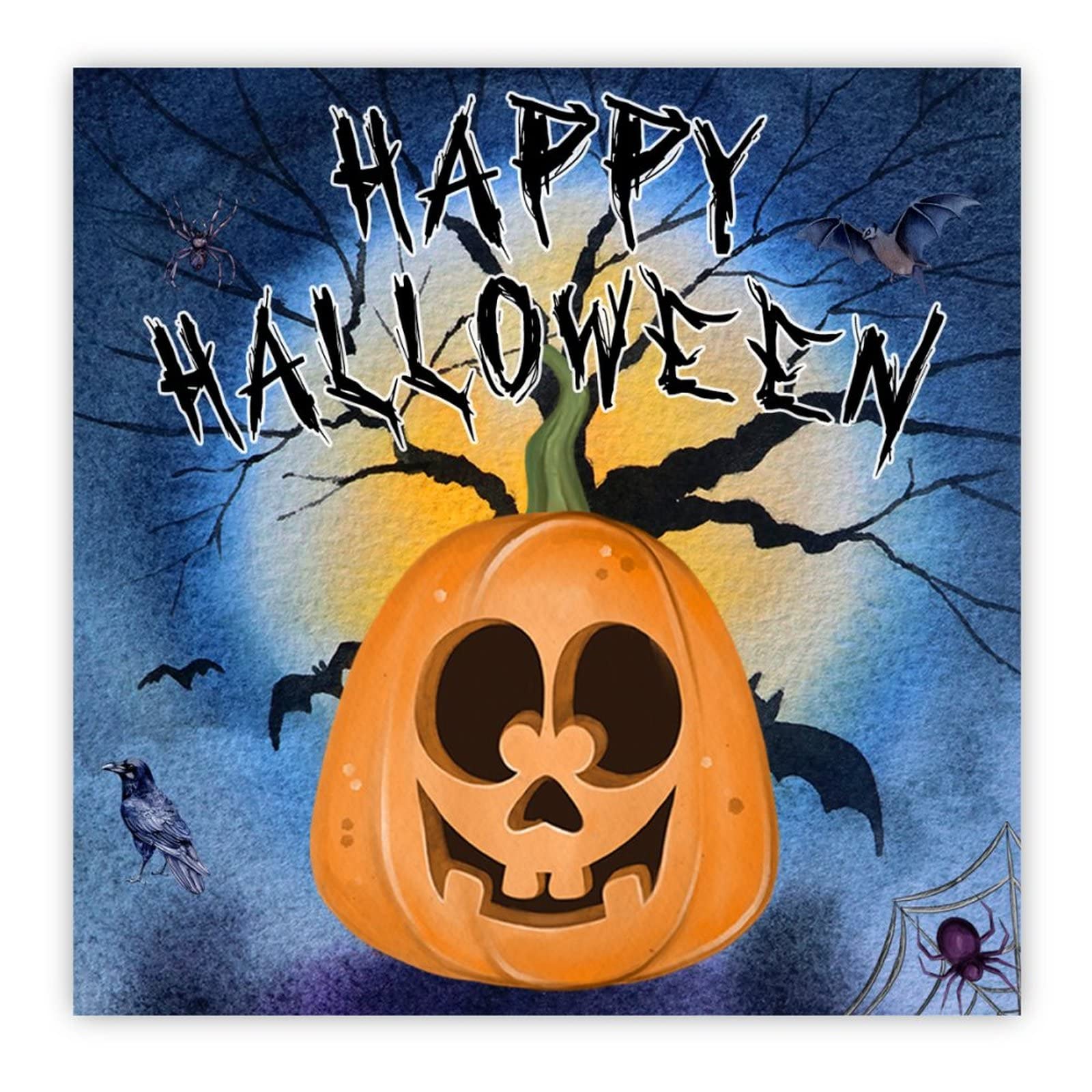 Panneau en bois Happy Halloween décoration murale suspendre salon cuisine 40x40cm