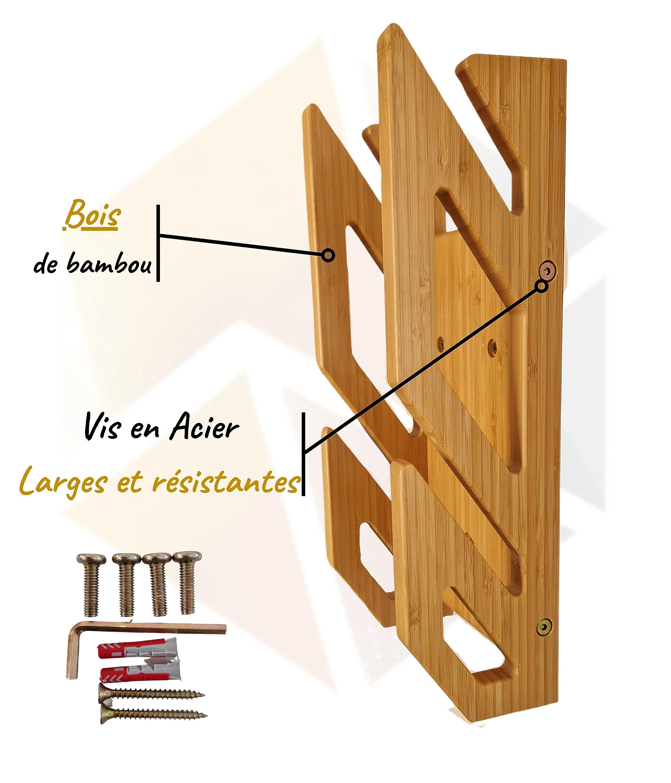 Support Mural en Bambou pour 2 Planches de Skate - Porte-Skate Mural pour Longboard - Design Moderne et Robuste