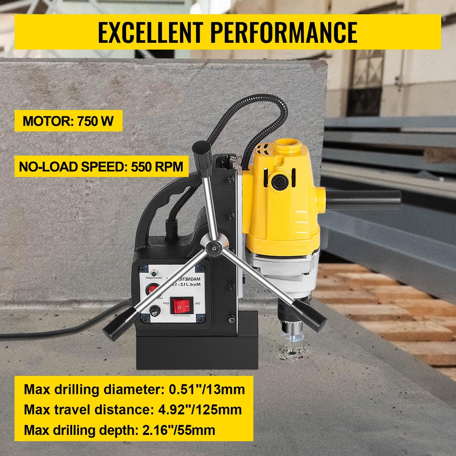 Prensa de taladro magnético MD13 8500N Magnet Force TableTop 750W Máquina de perforación de núcleo de banco portátil eléctrica multifuncional
