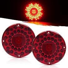 7" Round Stop Brake Tail Lights 36 LED Red School Buses Lights | 7 Inch Red Transit Vehicle Tail Lights Round Tail Stop Brake Turn Signal Lights Trailer Truck Taillight w/Inner Reflex Lens