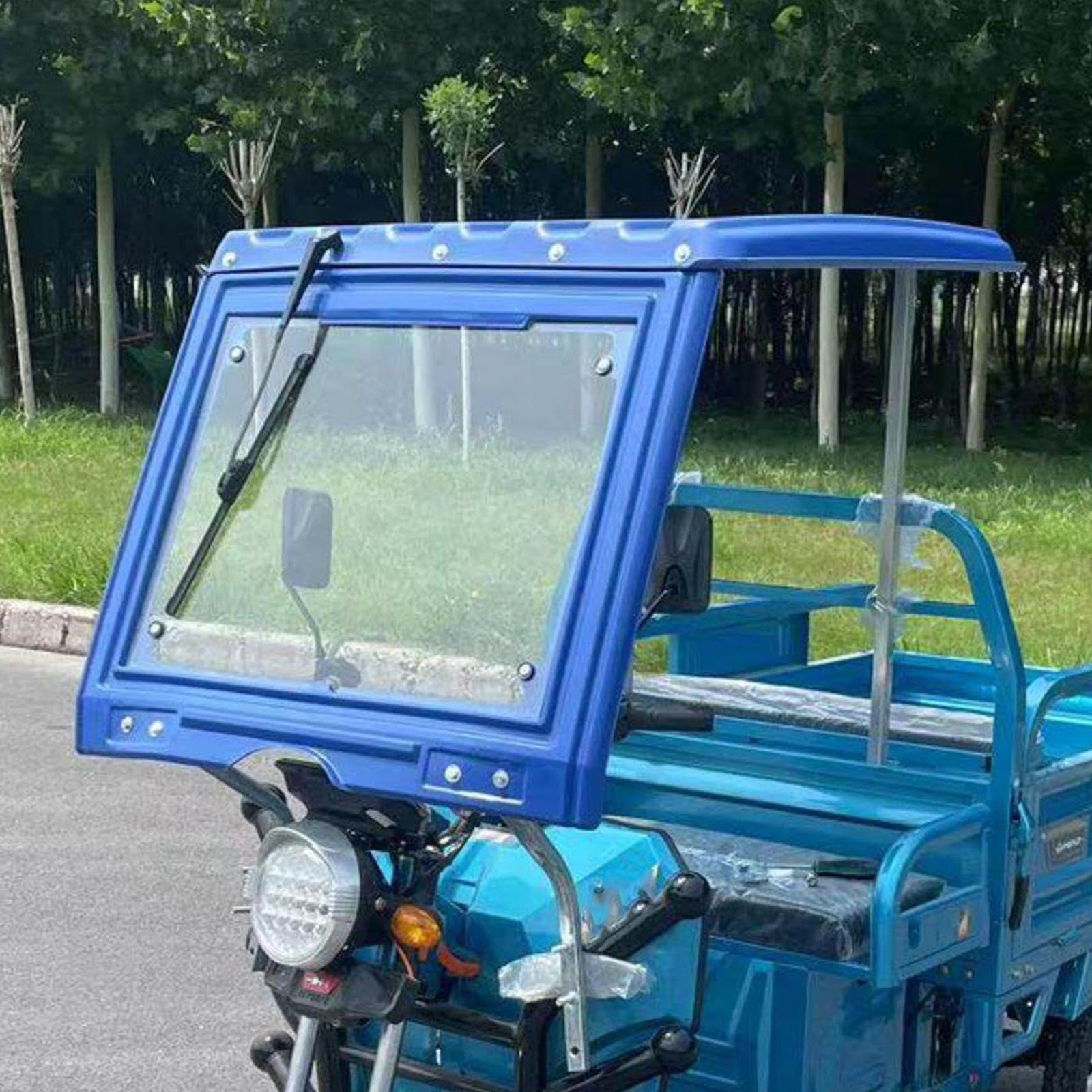 Toldo Impermeable para Triciclo eléctrico de Carga, con Parabrisas y limpiaparabrisas, Cubierta Resistente para Bicicleta de 3 Ruedas para Adultos(Blue)