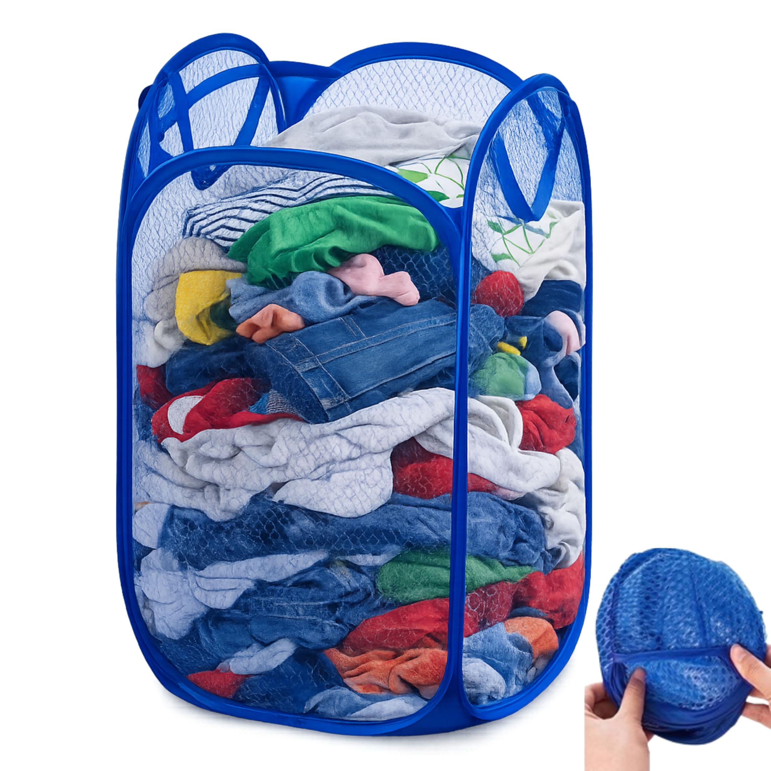 Foldable Laundry Baskets With Handle | Large Capacity Nylon Mesh Laundry Bag & Clothes Hamper | Breathable Storage Basket, Toy Bag For Home Organizer-image-37