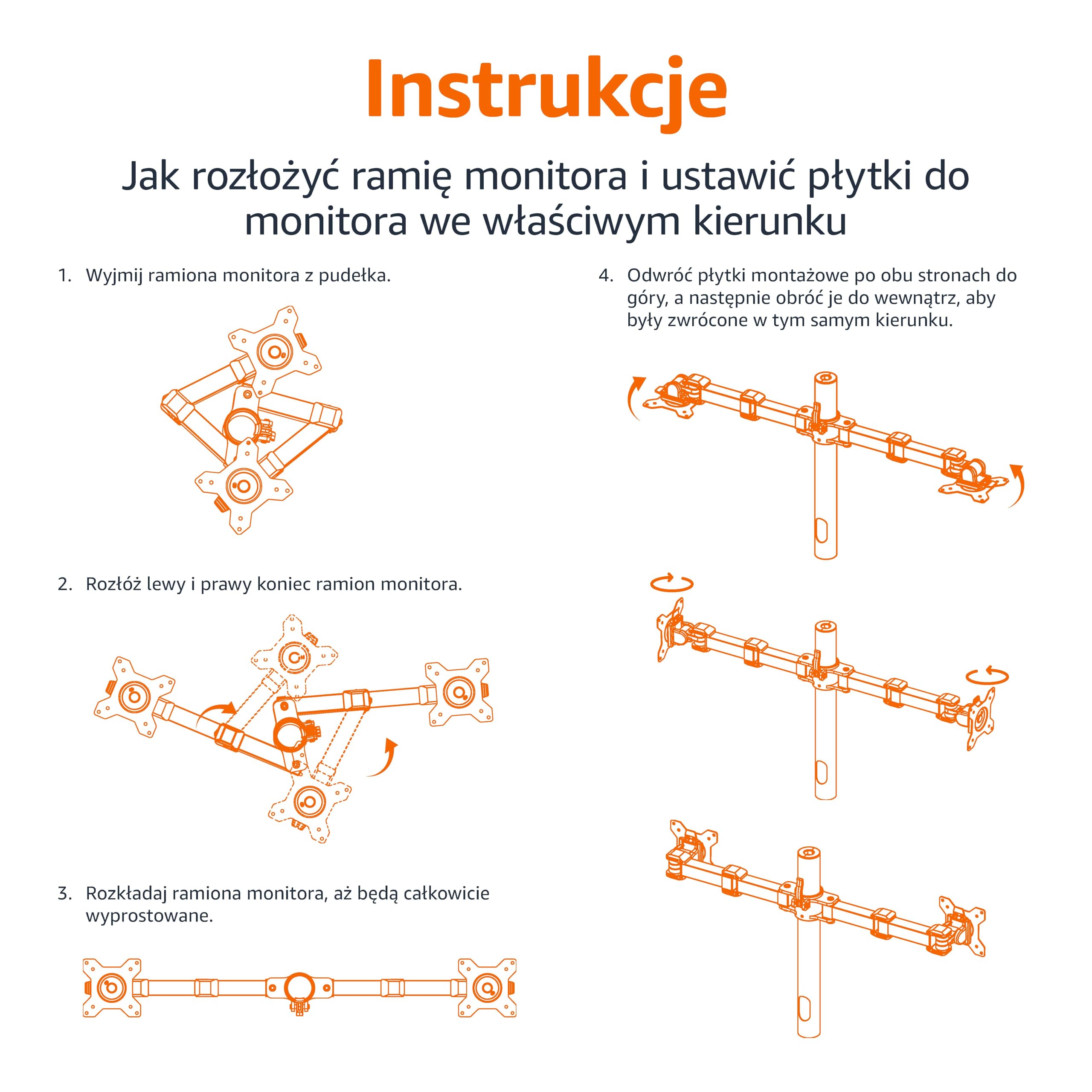 Amazon Basics Stojak na 2 monitory, mocowane ramię z regulacją wysokości, stal