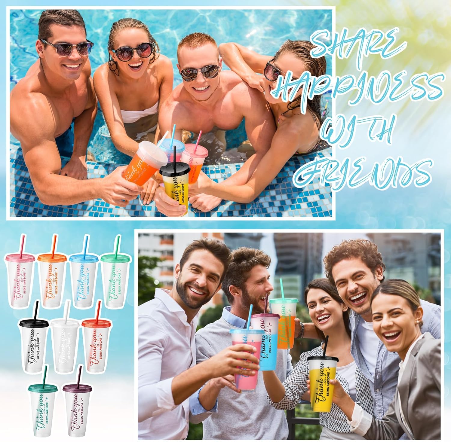 Dandat 36 Pcs Employee Appreciation Gifts Bulk Coworkers Tumbler Cup Staff Thank You Supplies 24 oz Tumbler with Lid and Straw Plastic Tumblers Coworker Team Office (Clear Colors) - Image 6