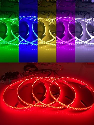 Miniatura 5 de Juego de 4 luces LED de 15.5 pulgadas RGB con cambio múltiple para llanta, con frenado, aplicación Bluetooth de giro/control remoto Ctrl IP68, kit