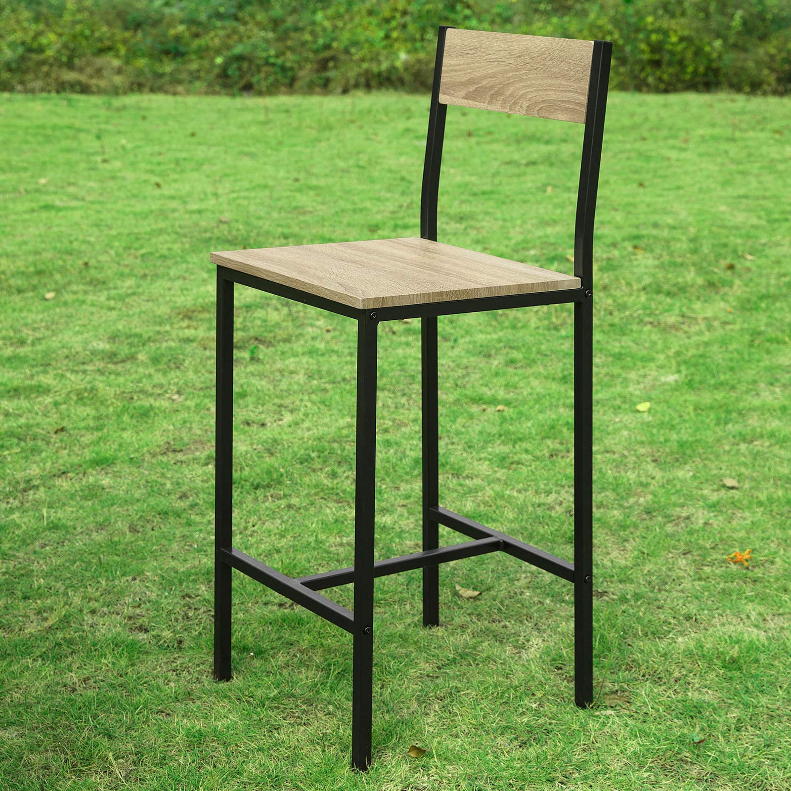 SoBuy® OGT16-N Set de 1 Table + 2 Chaises Ensemble Table de Bar Bistrot + 2 Tabourets de Bar avec Repose-Pieds Table Haute Cuisine Mange-Debout avec 3 Étagères Latéraux